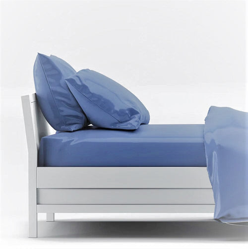 Myosotis Blue Bamboo Bed Sheets Set | Satin Weave | 400 TC Fabric Bamboo Sheets Set Twin - SHOO-FOO, comfort of natural fibers
