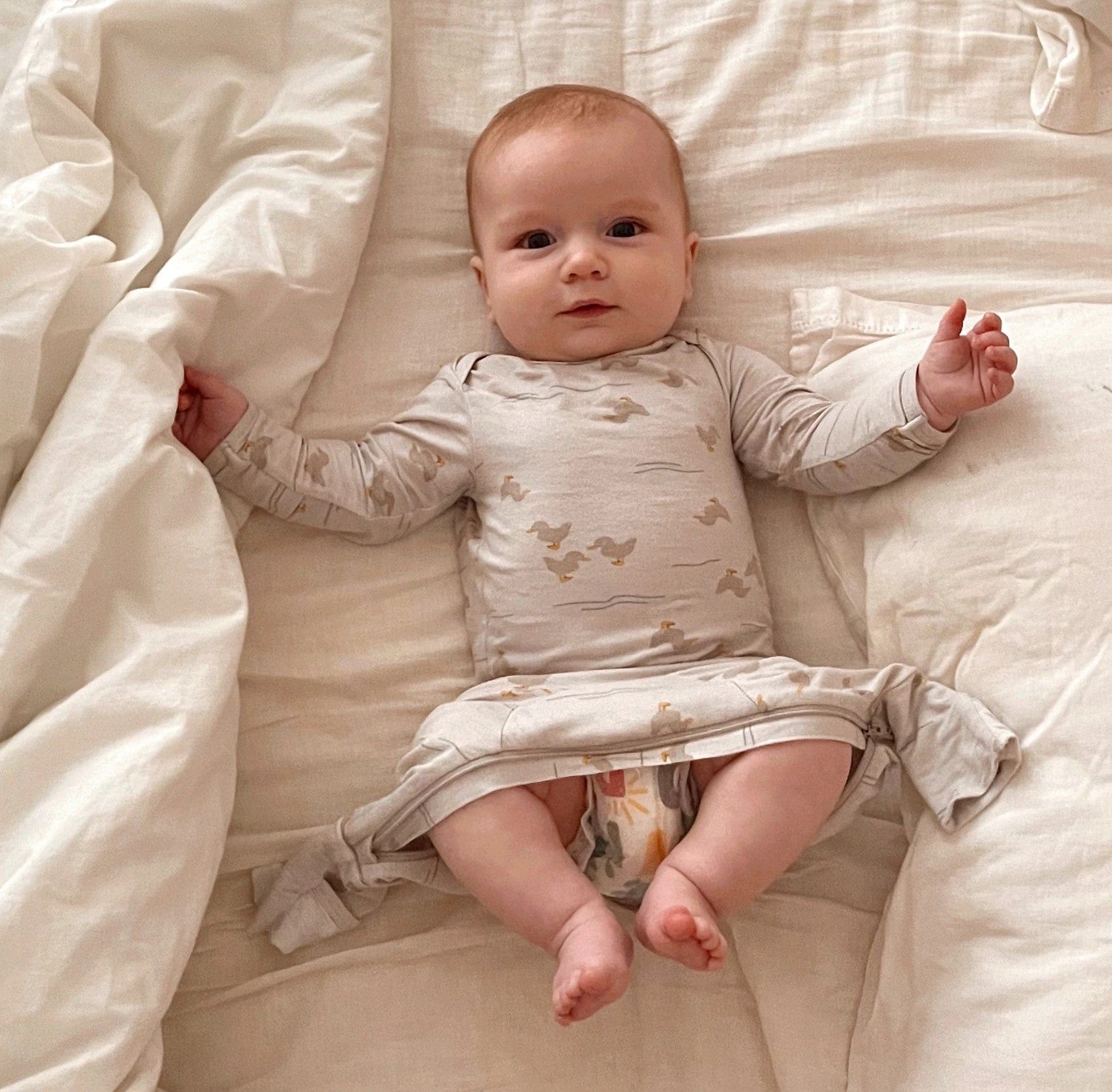 Bamboo Baby Footie - Convertible bamboo baby clothing 0-3 M / Duck - SHOO-FOO, comfort of natural fibers