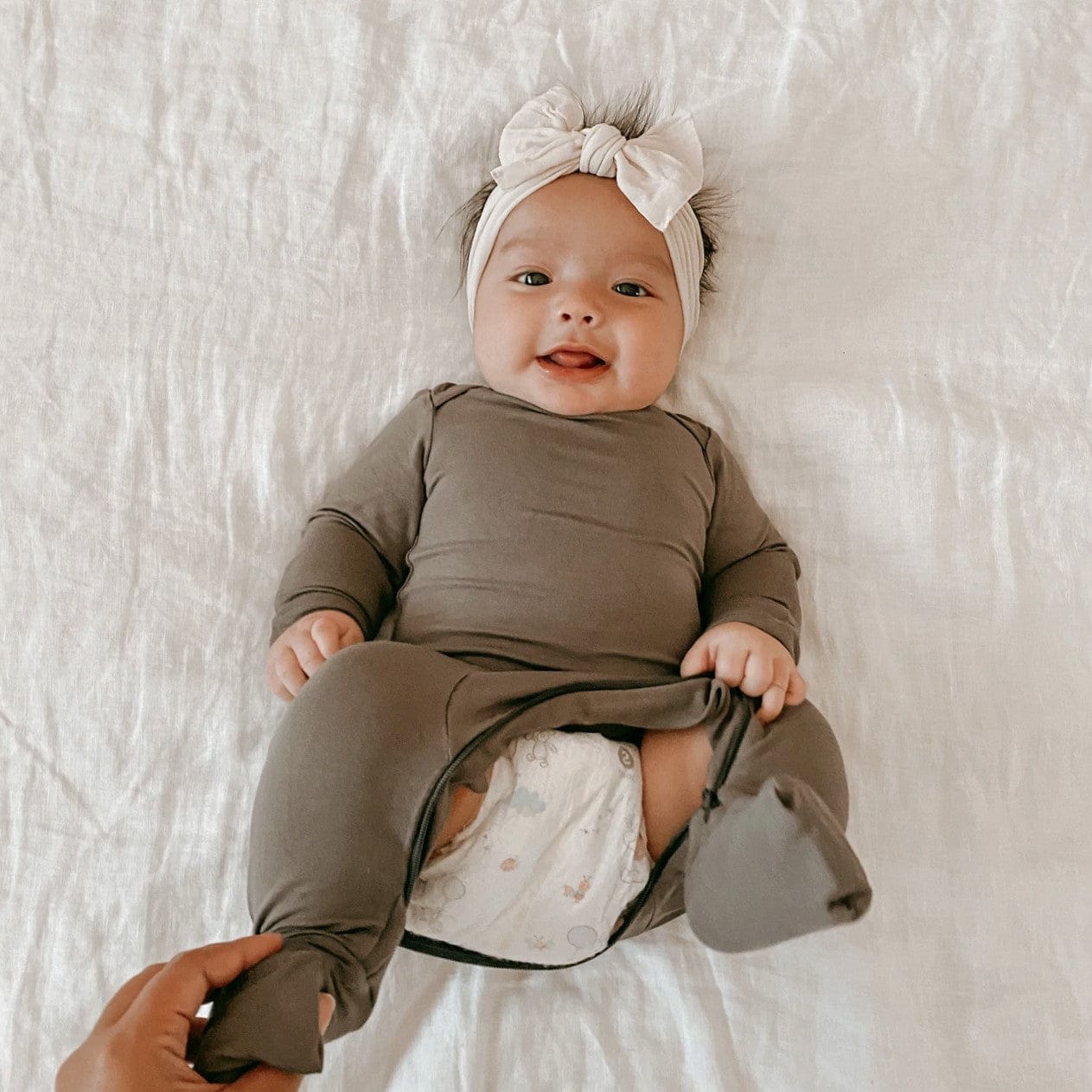 Bamboo Baby Footie - Convertible bamboo baby clothing 0-3 M / Mocha - SHOO-FOO, the softness of bamboo
